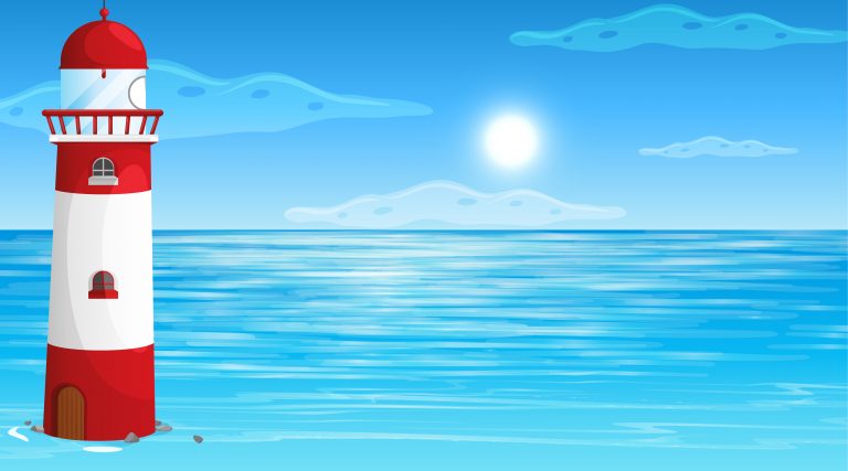 Empty nature beach ocean coastal landscape illustration